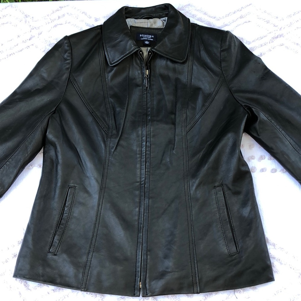 Sonoma Life + Style, Black Lambskin Leather Jacket